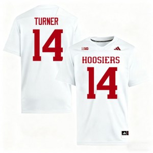 Hoosiers Kaiden Turner #14 White Jersey | Pro Cut Embroidery NCAA Football Men Apparel 95533275