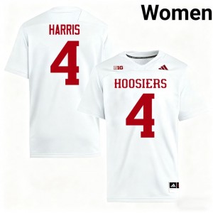 Hoosiers A.J. Harris #4 White Jersey | Pro Cut Stitch NCAA Football Women Apparel 31758928