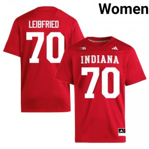 #70 Austin Leibfried IU Hoosiers Crimson Jersey | Classic Embroidery Women Player Football Gear 67550392