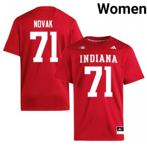 IU Hoosiers Ben Novak #71 Crimson Jersey | Essential Embroidery NCAA Football Women Apparel 79192383