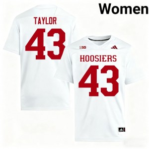 White Bryce Taylor #43 Indiana Hoosiers Jersey | Women High School Football Moisture Wicking Stitch 89053195