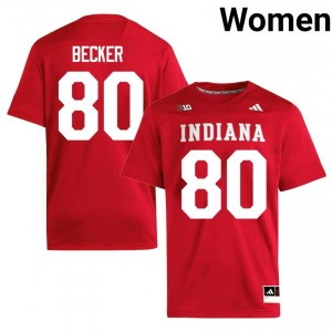 IU Hoosiers Charlie Becker #80 Crimson Jersey | Essential Embroidery NCAA Football Women Apparel 22187516