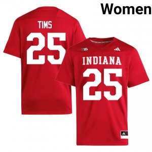 Crimson D'Montae Tims #25 IU Hoosiers Jersey | Women High School Football Limited Embroidery 42837508