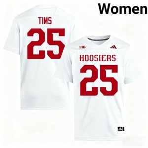 #25 D'Montae Tims Hoosiers White Jersey | Authentic Stitch Women Player Football Gear 37171827