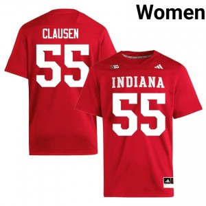 #55 Drew Clausen IU Hoosiers Crimson Jersey | Classic Embroidery Women Player Football Gear 93079764