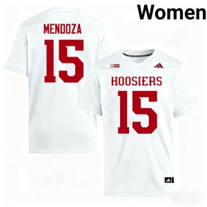 #15 Fernando Mendoza Indiana Hoosiers White Jersey | Alumni Stitch Women Player Football Gear 52334437