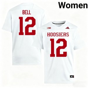 Indiana Jacob Bell #12 White Jersey | Genuine Stitch NCAA Football Women Apparel 10010084