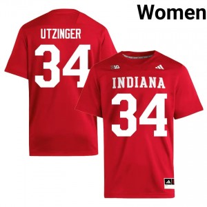 Crimson Jeff Utzinger #34 Indiana Hoosiers Jersey | Women High School Football Fresh Embroidery 91344884