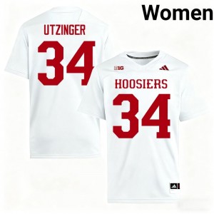 #34 Jeff Utzinger Indiana White Jersey | Alumni Stitch Women Player Football Gear 99480724