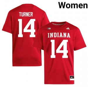 Durable Kaiden Turner #14 Hoosiers Crimson Jersey | Women University Football Embroidery Fan Gear 76627928