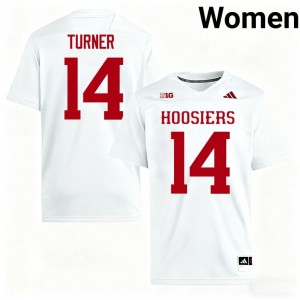 White Kaiden Turner #14 Indiana Hoosiers Jersey | Women High School Football Moisture Wicking Stitch 27555867