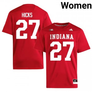 Durable Kasmir Hicks #27 Indiana Hoosiers Crimson Jersey | Women University Football Embroidery Fan Gear 94731247