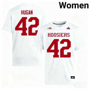 Hoosiers Kevontay Hugan #42 White Jersey | Pro Cut Stitch NCAA Football Women Apparel 15115335