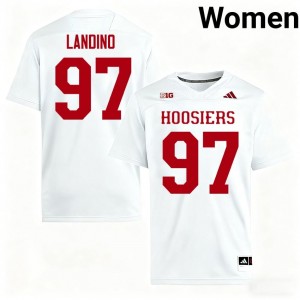 Mario Landino #97 IU Hoosiers Jersey | Iconic White College Football Women Stitch 59507893