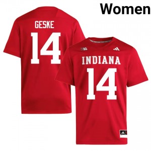 Crimson Maverick Geske #14 IU Jersey | Women High School Football Limited Embroidery 97402690