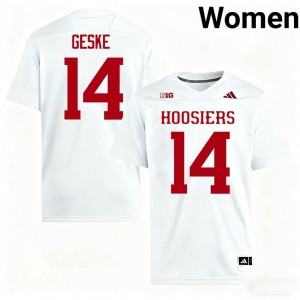 #14 Maverick Geske IU Hoosiers White Jersey | Authentic Stitch Women Player Football Gear 64638713