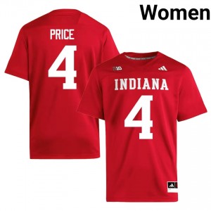 Myles Price #4 IU Hoosiers Jersey | Pro-Grade Crimson College Football Women Embroidery 77764558