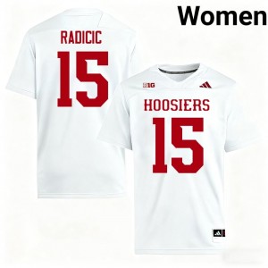 Officially Licensed Nico Radicic #15 Hoosiers White Jersey | Women University Football Stitch Fan Gear 17711264