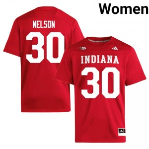 PJ Nelson #30 IU Jersey | Pro-Grade Crimson College Football Women Embroidery 40114084