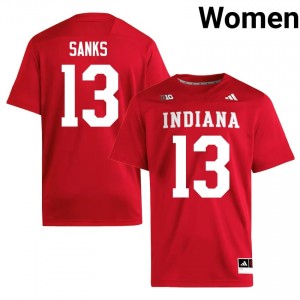 Quan Sanks #13 IU Hoosiers Jersey | Pro-Grade Crimson College Football Women Embroidery 74447106