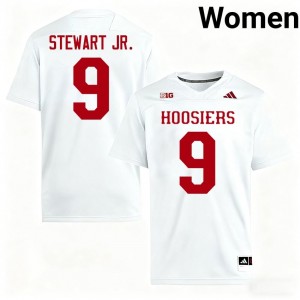 Elite Thread Seaonta Stewart Jr. #9 Indiana Hoosiers White Jersey | Women University Football Stitch Fan Gear 77323409
