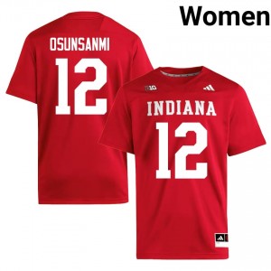Durable Tobi Osunsanmi #12 Hoosiers Crimson Jersey | Women University Football Embroidery Fan Gear 48590752