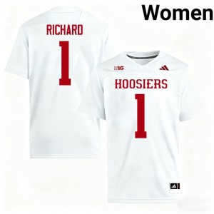 Officially Licensed Turbo Richard #1 IU Hoosiers White Jersey | Women University Football Stitch Fan Gear 97652462