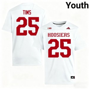 Elite Thread D'Montae Tims #25 Indiana Hoosiers White Jersey | Youth University Football Stitched Fan Gear 42801660
