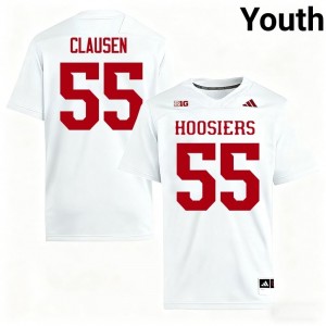 White Drew Clausen #55 Indiana Hoosiers Jersey | Youth High School Football Moisture Wicking Stitched 78861132