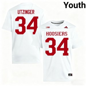 Officially Licensed Jeff Utzinger #34 Hoosiers White Jersey | Youth University Football Stitched Fan Gear 95210659