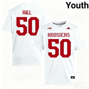 Hoosiers Jhrevious Hall #50 White Jersey | Pro Cut Stitched NCAA Football Youth Apparel 70593867
