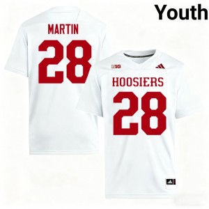 Elite Thread Khobie Martin #28 Indiana Hoosiers White Jersey | Youth University Football Stitched Fan Gear 72274478