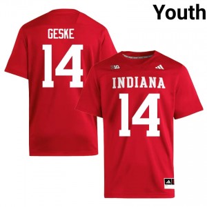 Maverick Geske #14 Indiana Hoosiers Jersey | Exclusive Crimson College Football Youth Swen 82668243