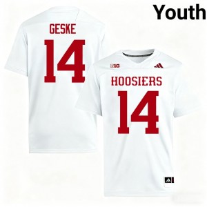 Elite Thread Maverick Geske #14 Indiana White Jersey | Youth University Football Stitched Fan Gear 14676951