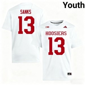 Indiana Hoosiers Quan Sanks #13 White Jersey | Genuine Stitched NCAA Football Youth Apparel 70547765