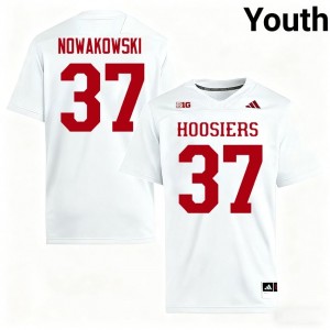 White Riley Nowakowski #37 Indiana Jersey | Youth High School Football Moisture Wicking Stitched 44686226